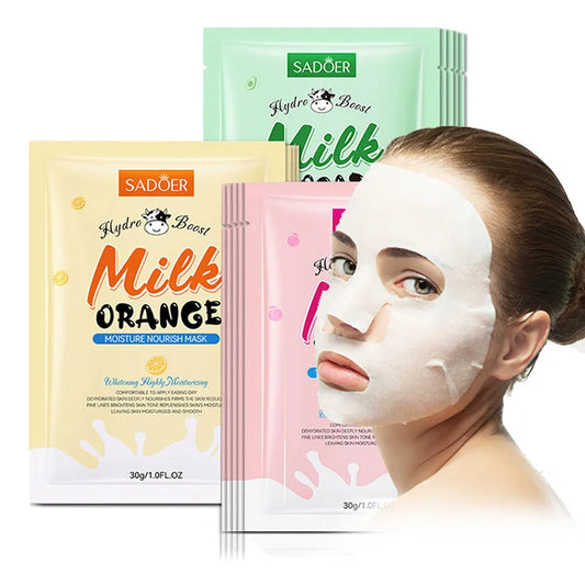3/9/15pcs SADOER Milk Fruits Facial Masks Vitamin C Avocado Moisturizing Hydrating Face Masks Sheet Masks Facial Skin Care